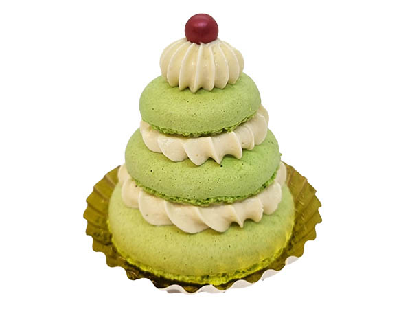 Kerstboom macaron gebakje